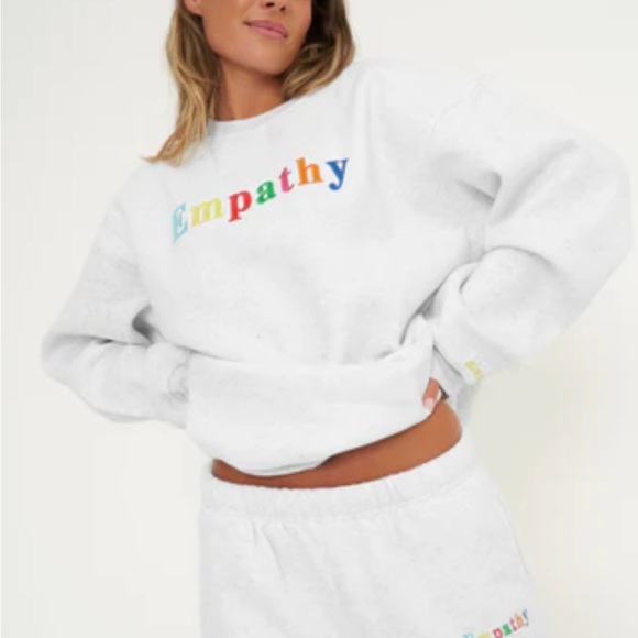 Mayfair One Size Empathy Sweatshirt Grey Lounge Comfy Minimal Embroidered - Picture 8 of 8